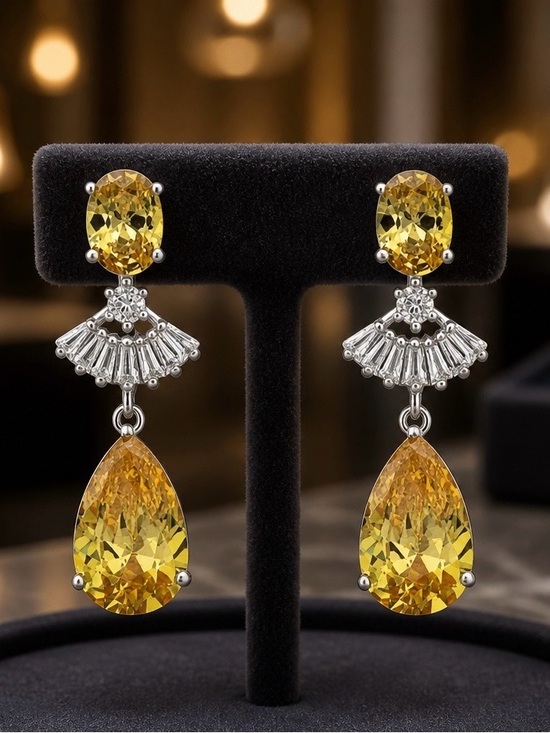 Bhhakimi Jewelry - Sterling silver citrine drop earrings